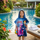 Character cotton bathrobe for kids made from soft, absorbent cotton with a fun character design, attached hood, and comfortable fit for bath time, swimming, and everyday use.