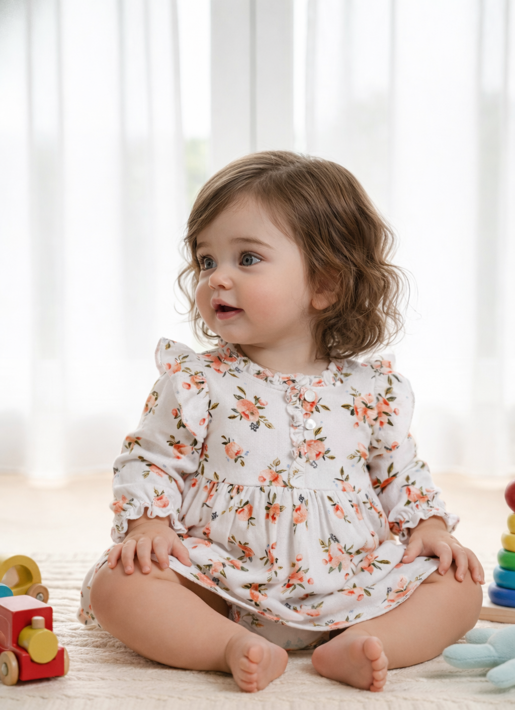 TINY TIGGY 100% Bamboo Muslin Baby Frock with Matching Shorts