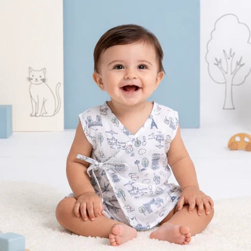 TINY TIGGY  Printed 100% Cambric Cotton Baby Jhabla with 2 Nappies