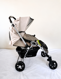 R for Rabbit Chocolate Ride Baby Stroller Pram B122 in Rainbow design with reversible handle, comfortable reclining seat, safety harness, protective canopy, smooth wheels, and foldable frame for everyday baby travel.