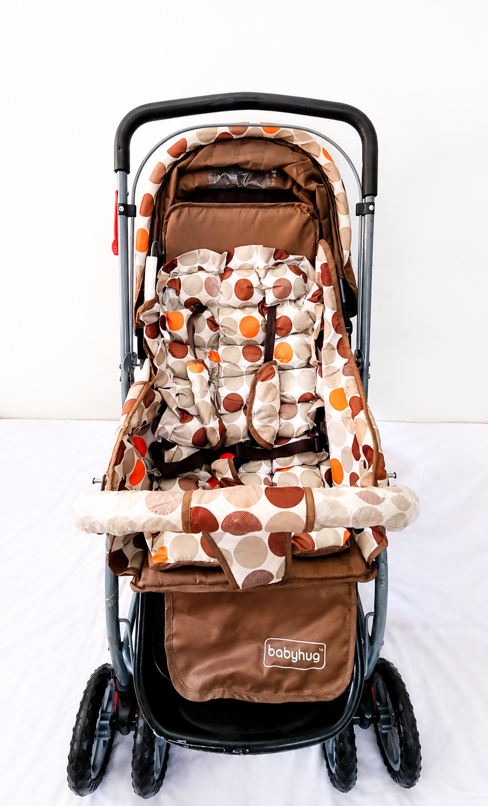 BABYHUG Cosy Cosmo baby stroller with reclining seat, foldable pram design, safety harness, smooth wheels, adjustable canopy, and comfortable travel support from newborn to toddler.