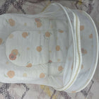 Baby bedding with mosquito net featuring a soft mattress, pillow, breathable fabric, and protective mosquito net for a cozy, comfortable, and secure sleeping space for babies.