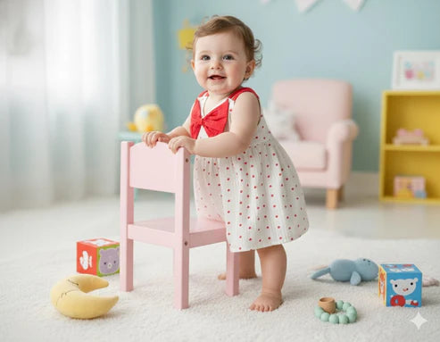 TINY TIGG Baby Sleeveless Bow Dress with Heart Print