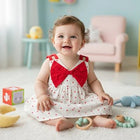 TINY TIGG Baby Sleeveless Bow Dress with Heart Print