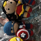 Handmade Superhero Crochet Keychains Collection featuring soft handcrafted crochet characters, detailed hand-stitched designs, lightweight construction, and durable key rings for keys, bags, gifting, and collectibles.