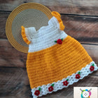 Handmade Crochet Baby Frock with delicate crochet detailing for baby girls.