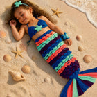 Crochet Mermaid Dress for Baby Girl featuring a charming handmade crochet design with beautiful mermaid-inspired detailing, ideal for photoshoots, birthdays, celebrations and other special occasions.