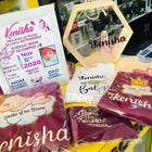 Personalised Newborn Baby Hamper with cute baby essentials and customised details.