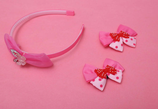 ilearnngrow Bow Hair Accessories Set - Pastel Pink