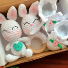 Crochet Bunny Soft Toy Set – 6” Handmade Bunny with Rattle & Shoes