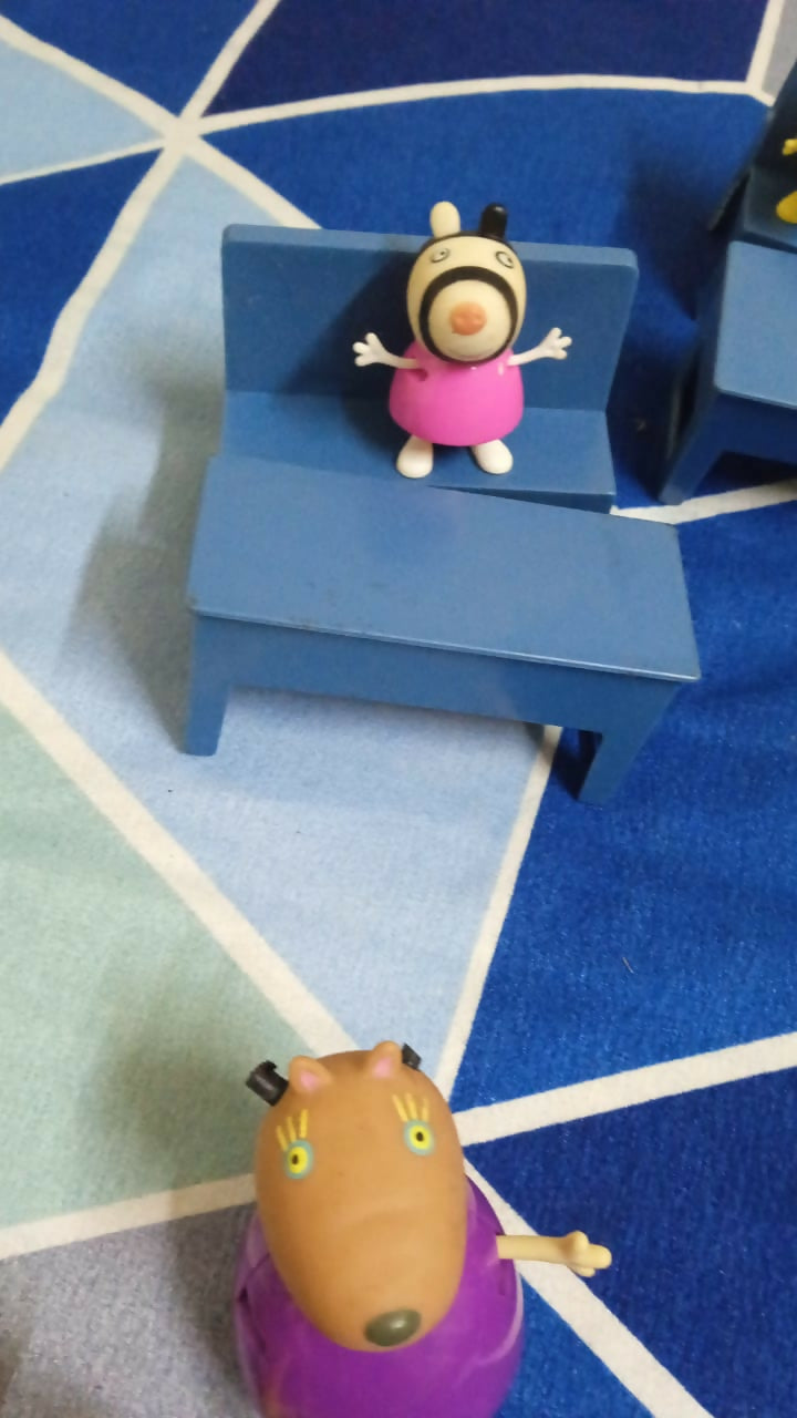 Kids combo with Peppa Pig classroom, toy dining set, foam number mat & play gym – fun, safe, and educational.