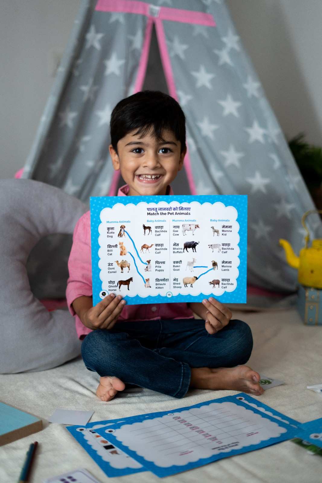 Introduce your child to the rich world of Hindi with our Velcro-Based Hindi Learning Kit. This comprehensive kit is designed to make learning engaging and interactive. 