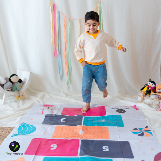 Introducing our vibrant and versatile Hopscotch Flex Play Mat, designed to ignite the imagination and keep kids active while learning the classic game of hopscotch