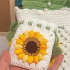 Crochet sunflower pouch