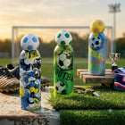 Premium Football Insulated Steel Bottle with double-wall stainless steel insulation, leak-proof lid, football-themed design, durable construction, and reusable design to keep drinks hot or cold for hours.