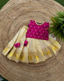 Traditional Kerala Style Lehenga Choli for Babies - Elegant and Comfortable Ethnic Wear, Perfect for Festive Occasions.