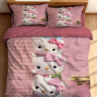 Hello Kitty themed bedding set with pink and white design