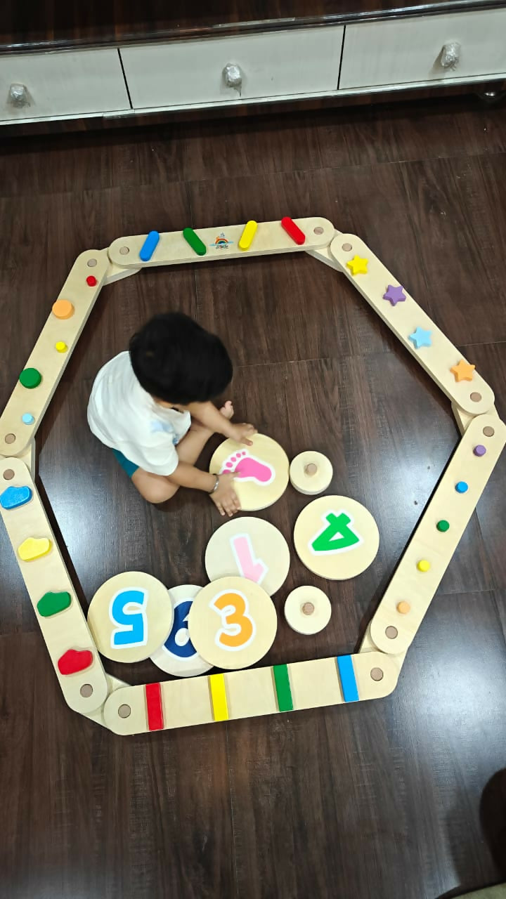 EDUSPARKTOYS Wooden Balance Beam and Obstacle Course for kids' balance, coordination and active play.