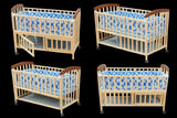 Baby Cot Cum Cradle for 0 to 8 Years with Mattress| With Diaper Changing Station| Mosquito Net| Wheels with Lock| Converts into toddler bed and Study Desk| Big Storage