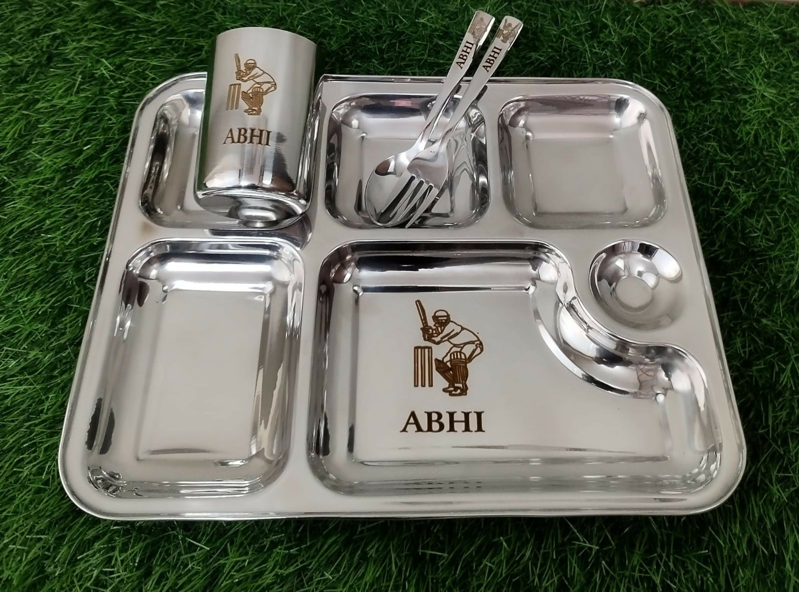 Buy Personalised Stainless Steel Plate, Glass, Spoon and Fork Set – Custom, Durable Dining Set for Kids


