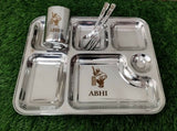Buy Personalised Stainless Steel Plate, Glass, Spoon and Fork Set – Custom, Durable Dining Set for Kids

