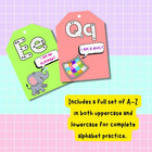 Alphabet Keychain for kids featuring individual letters in a compact, easy-to-carry format, designed to make alphabet recognition, letter identification and early learning more engaging and interactive.