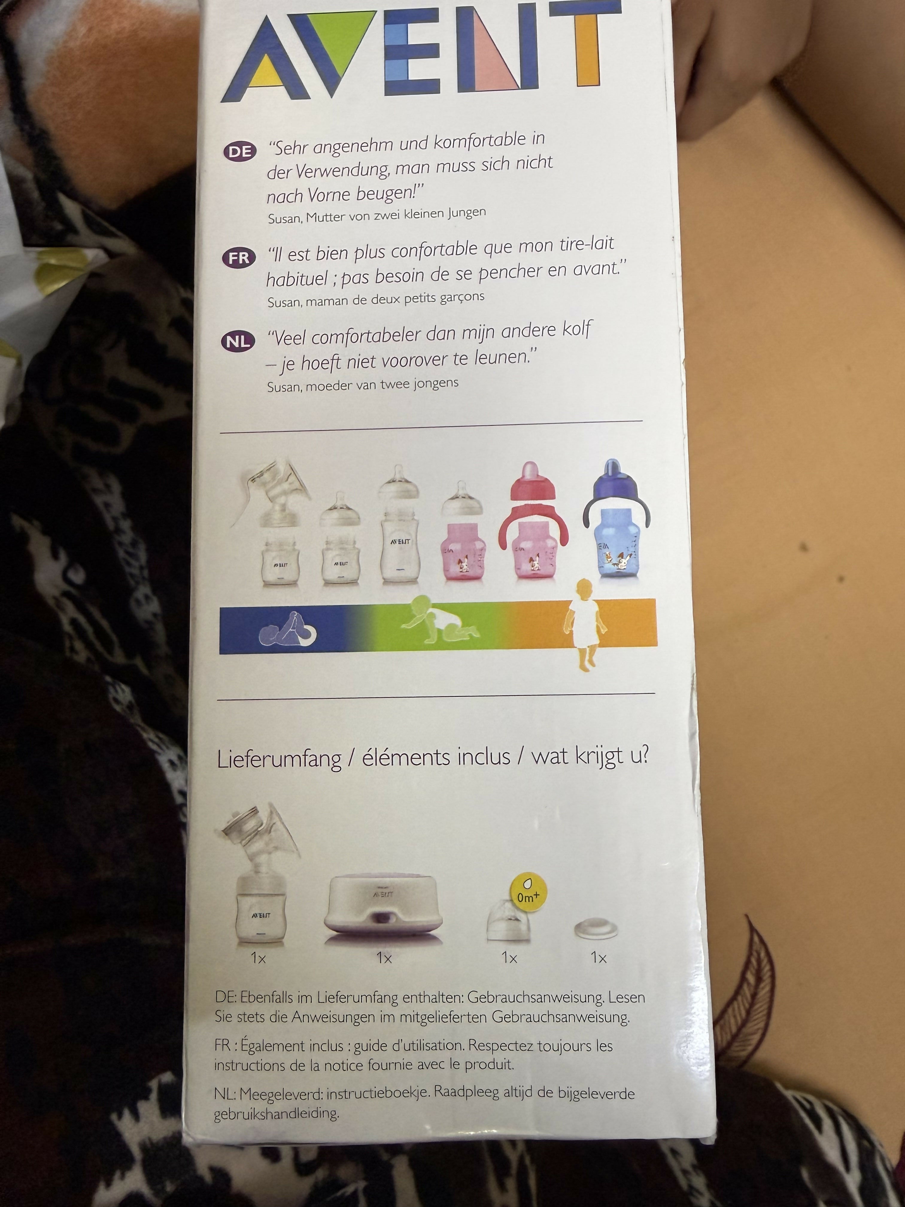Philips Avent Electric Comfort Breast Pump with adjustable suction levels, soft silicone cushion, compact design, and quiet operation for comfortable and efficient breast milk expression.