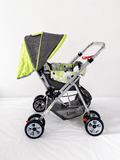 LuvLap reversible handle baby stroller with foldable travel pram design, reclining seat, adjustable canopy, 5-point safety harness, smooth wheels, and spacious storage basket for newborns and toddlers.
