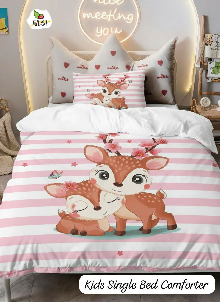 Children's single bed comforter with deer design 