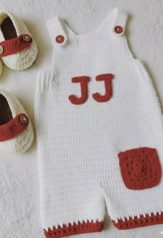 Crochet Romper, Booties & Bear Set