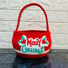 Red woven basket with 'Merry Christmas' 