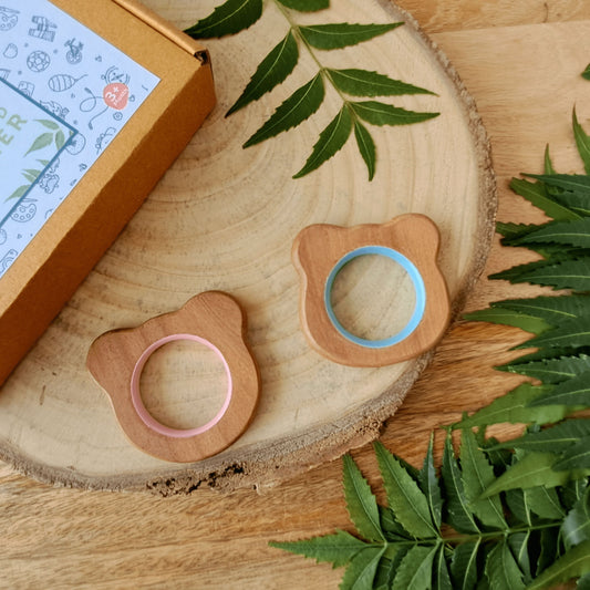 Explore shapes and soothe gums with Babycov's Cute Neem Wood Teethers - natural comfort for safe and playful chewing!