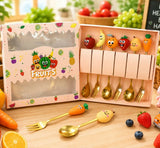 Fruit cutlery set (6-piece) with food-grade stainless steel utensils, ergonomic handles, and a compact design for serving, cutting, and enjoying fruits, desserts, and snacks.