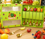 Fruit cutlery set (6-piece) with food-grade stainless steel utensils, ergonomic handles, and a compact design for serving, cutting, and enjoying fruits, desserts, and snacks.