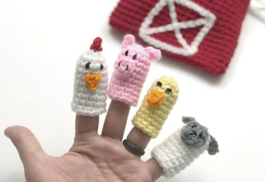 Crochet Finger Puppets with Bag (Farm theme)(Set of 5)