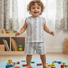TINY TIGGY 100% Cotton Baby Boy Shirt &  Short Outfit Set