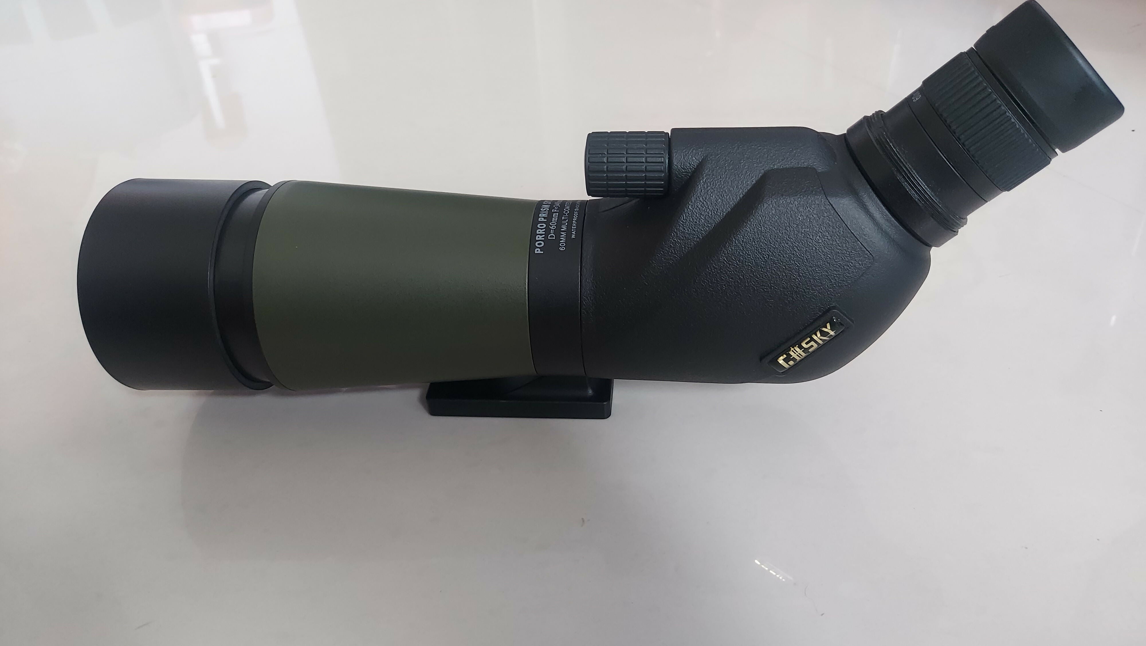 Gosky 20-60x60 HD Spotting Scope with 20–60x zoom, 60mm objective lens, HD optics, angled eyepiece, and durable weather-resistant construction for birdwatching, wildlife viewing, and target shooting.