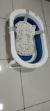 Babyhug Foldable Bathtub with Printed Cushion - Blue White
