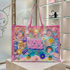 Holographic tote bag with a spacious interior, durable construction, comfortable carry handles, and a shimmering iridescent finish for shopping, travel, work, and everyday use.