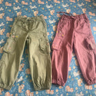 HOP WESTSIDE Combo of 2 Cargo Pants for Girls aged 4–5 years, featuring a stylish casual design and comfortable fit for everyday wear, playtime, outings and travel.