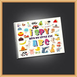 I SPY ABC children’s activity book featuring engaging alphabet-based search and find activities that encourage letter recognition, observation, visual learning and early vocabulary development through playful learning.