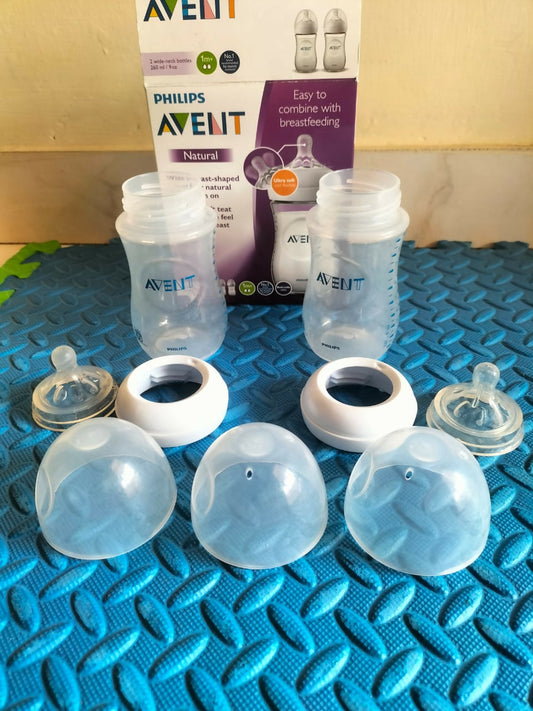 Experience natural and comfortable feeding with PHILIPS Avent Natural 2 Bottles – breast-shaped nipples and anti-colic valve for easy transitions and reduced discomfort.