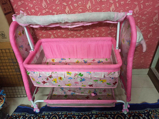 Ensure your baby’s comfort and safety with this charming pink Baby Palna/Cradle, perfect for a peaceful sleep!