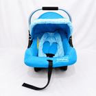 BABYHUG infant car seat carry cot with canopy, rear-facing design, cushioned seating, 5-point safety harness, ergonomic carry handle, and sun-protective canopy for newborns and infants up to 13 kg.