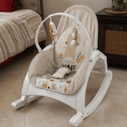 INFANTSO baby rocker and bouncer in beige for 0–2 years with cushioned seat, gentle rocking motion, secure harness, and comfortable design for baby relaxation and play.