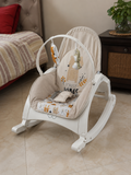 INFANTSO baby rocker and bouncer in beige for 0–2 years with cushioned seat, gentle rocking motion, secure harness, and comfortable design for baby relaxation and play.