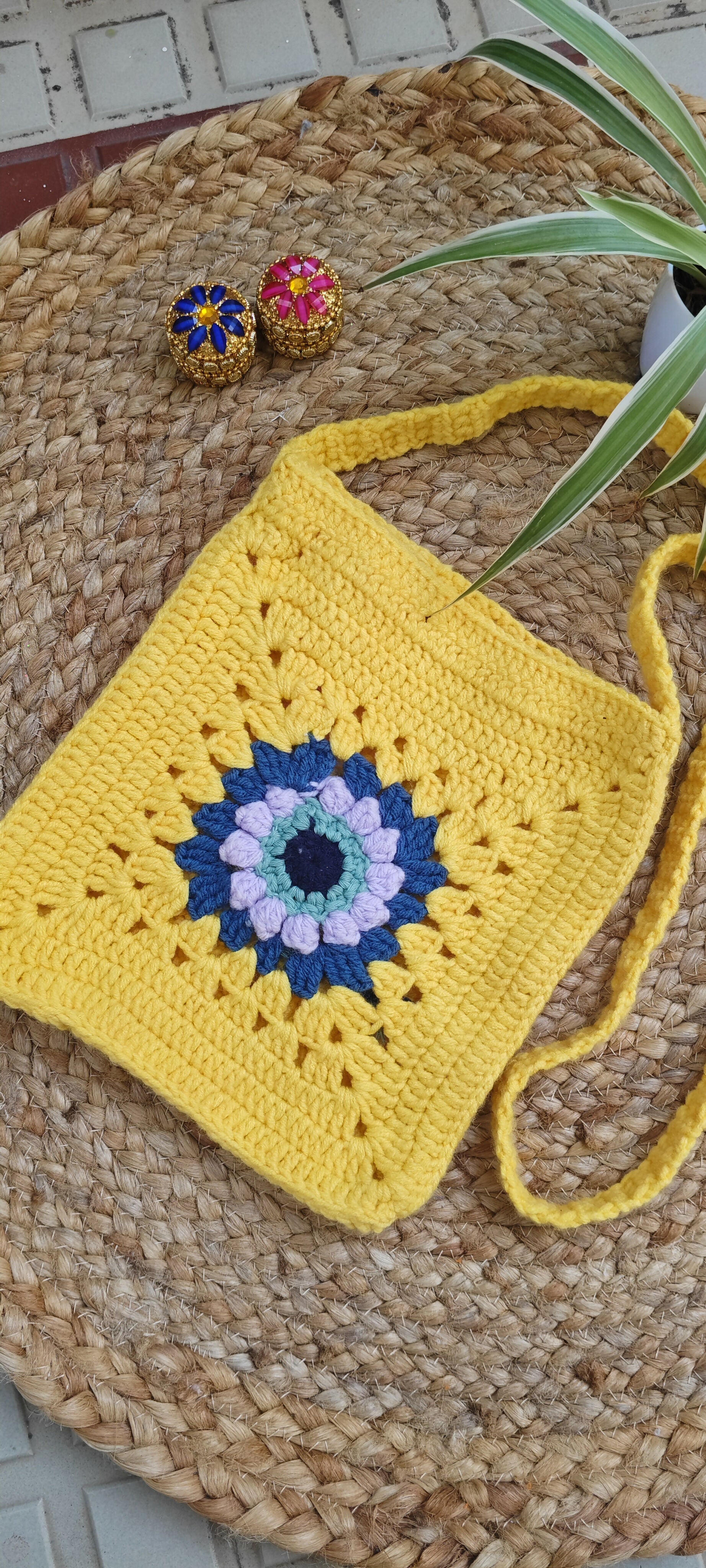 Crochet crossbody sling bag