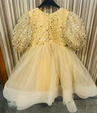 LITTLE MUFFET Beige Sequined Dress Party Wear