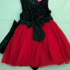 Beautiful red and black frock for baby girls, perfect for parties, birthdays, and festive events with stylish and comfy design.