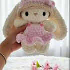 Crochet bunny with long ears and hat